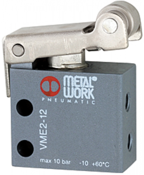 3/2-Wege-Miniaturventil mechan., Rollenhebel, NO, 4 mm seitlich