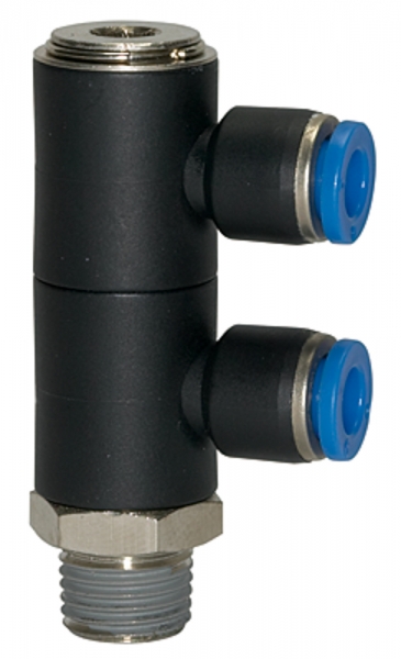 L-Mehrfachverteiler »Blaue Serie«, 2-fach, drehbar, R 1/8 a. Ø8mm