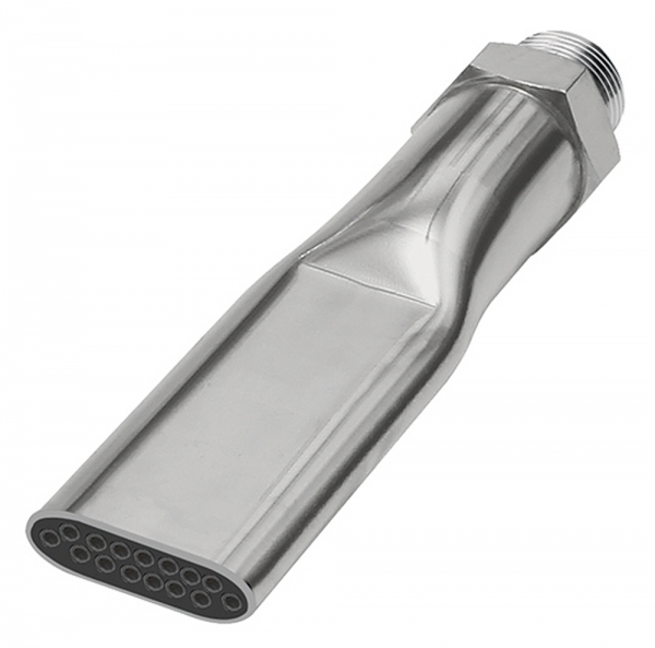 Lärmarme Flachdüse, G 1/4 AG, MS vernickelt, Düsenbreite 21,0 mm