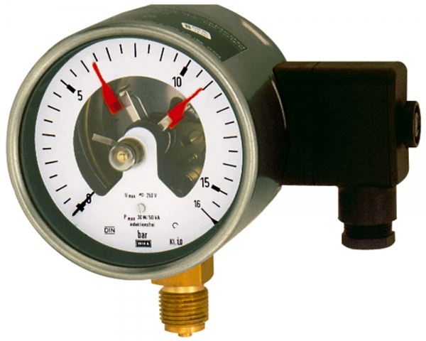 Kontaktmanometer, G 1/2 radial unten, Messber. 0-10,0 bar, Ø 100