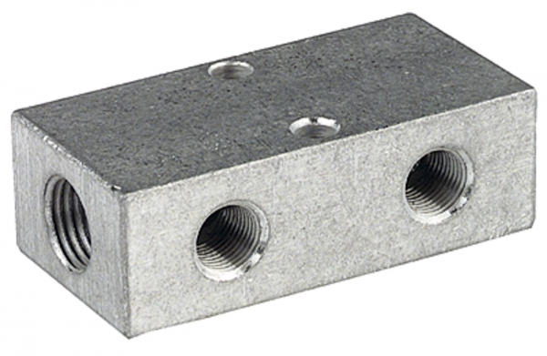 Verteilerleiste, Abgänge beidseitig, 2 x 1/2, 2 + 2 x 1/4, Alu