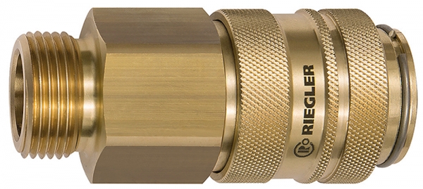 Schnellverschlusskupplung NW 19, Messing blank, G 1 AG