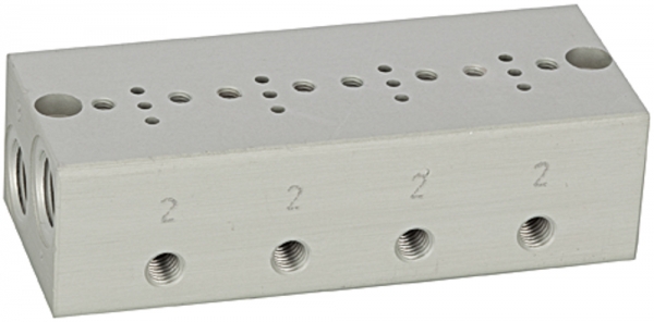 Reihengrundplatte 4-fach, M5 für Mini-Magnetventile 15 mm