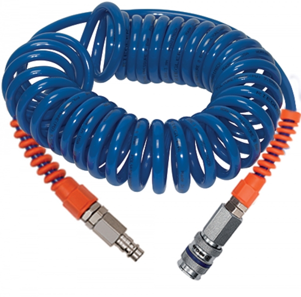 Spiralschlauch-Stahlkupplung-Set, PU, Schlauch-ø 12x8, 10,0 m