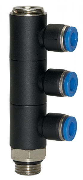 L-Mehrfachverteiler »Blaue Serie«, 3-fach drehbar, G 1/2 a. Ø12mm