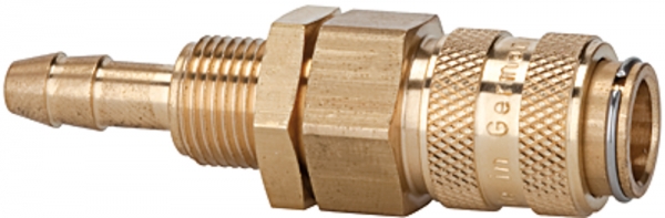 Schnellverschlusskupplung NW 5, Messing blank, Tülle LW 9, M12x1