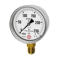 Kapselfedermanometer, CrNi-Stahl, G 1/2 unten, 0 - 60 mbar, Ø 100
