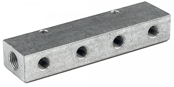 Verteilerleiste, Abgänge einseitig, Eingang 2x1/8, Ausgang 4xM5