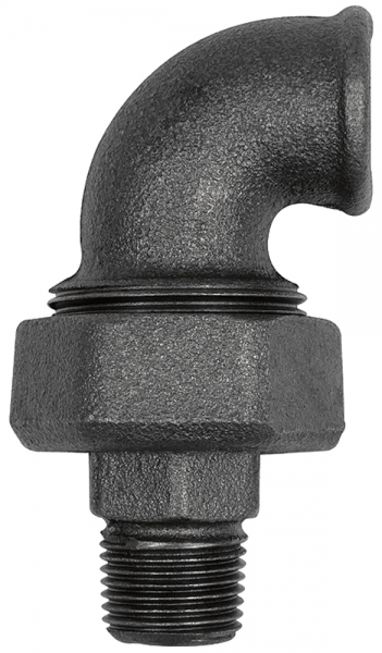 Verschr. Bogen 98, konisch dicht., Rp 1/2,R 1/2, Temperg. schwarz
