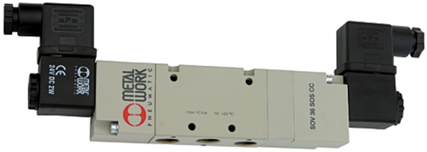 5/3-Wegeventil, elektropneu., Mitte entlüft., G 1/4, 24 V DC