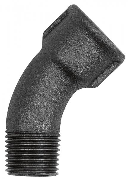 Bogen 40, 45°, Rp 3/8 i., R 3/8 a., Temperguss schwarz