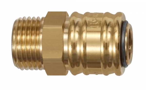 Schnellverschlusskupplung NW 7,2, Messing blank, G 1/2 AG