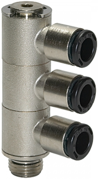 L-Mehrfachverteiler 3-fach »click-clock«, drehbar, G 1/4 a. Ø 6mm