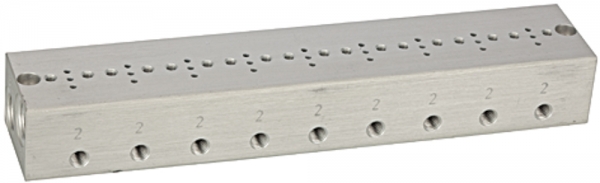 Reihengrundplatte 9-fach, M5 für Mini-Magnetventile 15 mm
