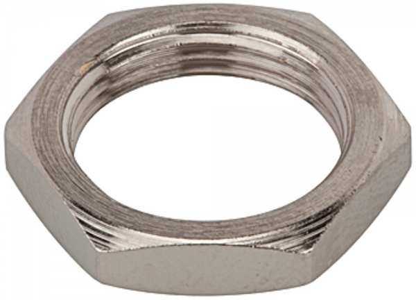 Sechskant-Gegenmutter, M12x0,75, Messing vernickelt