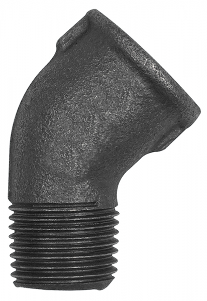 Winkel 121, 45°, Rp 1 1/2 i., R 1 1/2 a., Temperguss schwarz