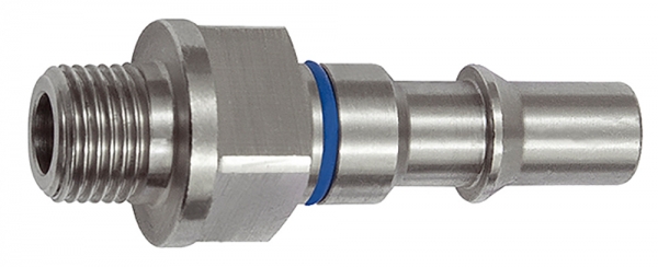 Unverwechselbarer Nippel NW 6, ISO 6150 C, G 1/4 AG, blau