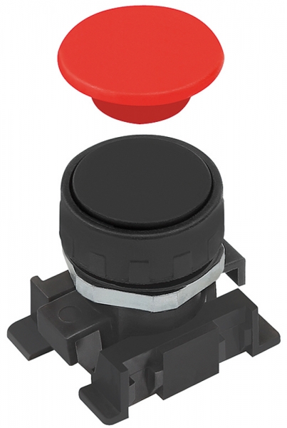 Druckknopf mit roter und schwarzer Scheibe, monostabil
