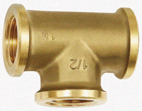 T-Stück, 3 x Innengewinde, G 1 1/4, Messing blank