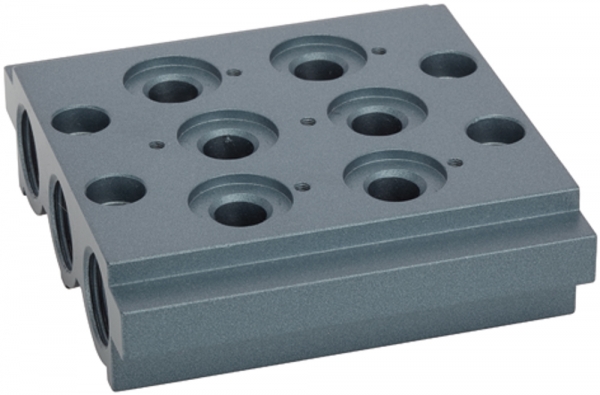 Mehrfach-Grundplatte für Wegeventile, 2 Ventilpositionen, G 1/8