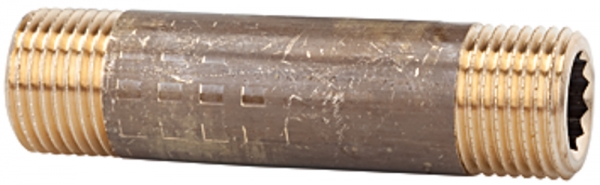 Rohrdoppelnippel, G 1 1/2, Länge 150 mm, Messing blank