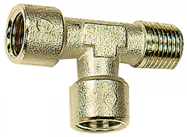 T-Stück, innen/innen/außen, G/R 1/4, SW 13, Messing vernickelt