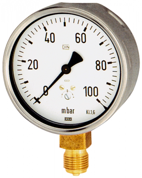 Kapselfedermanometer, G 1/4 radial unten, 0 - 400 mbar, Ø 63