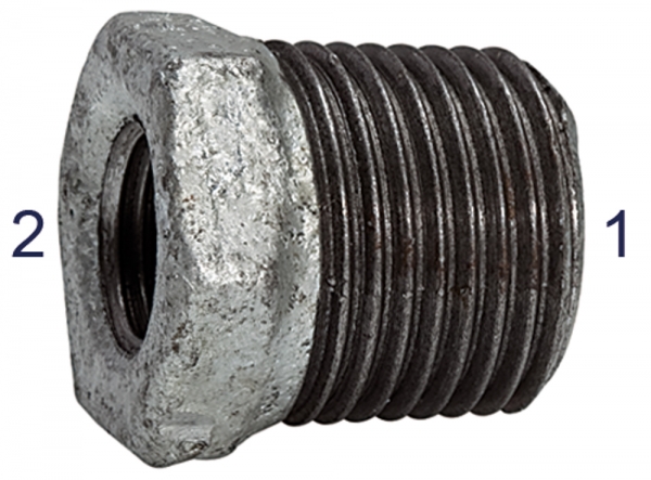 Reduzierstück 241, AG/IG, R 3/4, Rp 1/4, schwarzer Temperguss