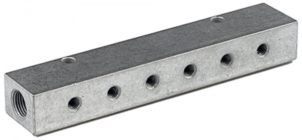 Verteilerleiste, Abgänge einseitig, Eingang 2x1/4, Ausgang 2x1/8