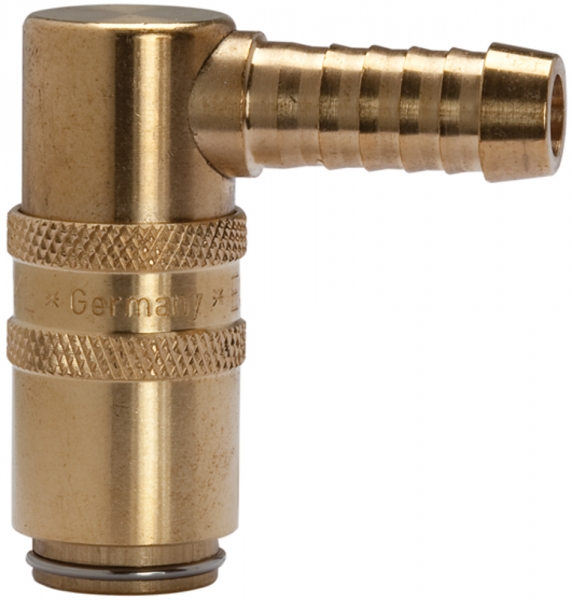Temperierkupplung DN 6, Zapfen 9 mm, Schlauchtülle 90°