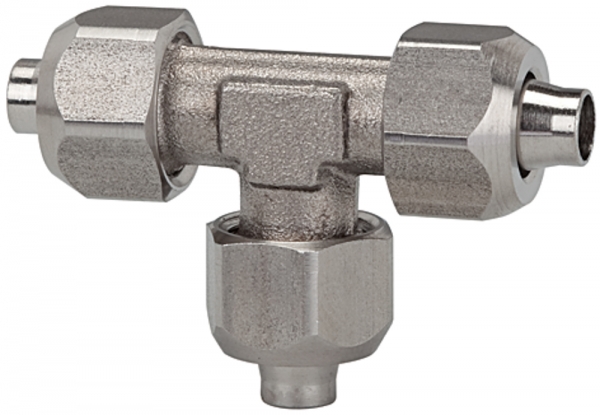 T-Verbinder, für Schlauch 6/4 mm, SW1 12, SW2 10, ES 1.4404