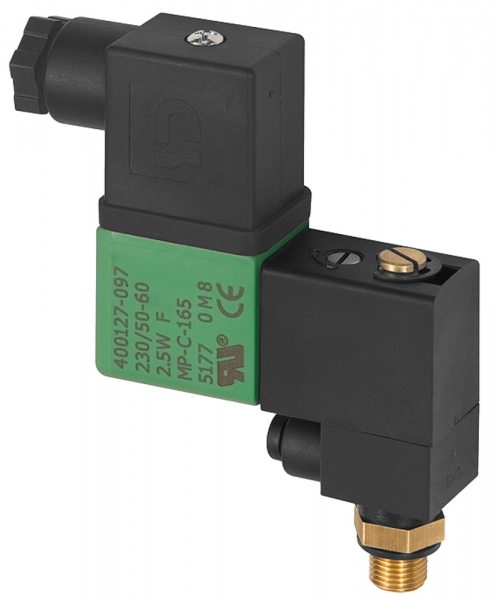 3/2-Wege-Magnetventil, Banjo, NC, 24 DC, G 1/8 AG, PN 10 bar
