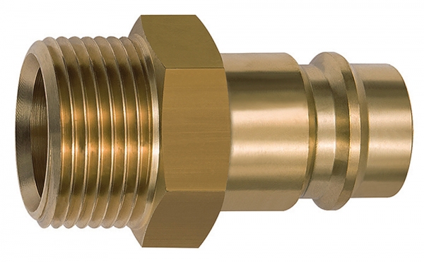 Nippel für Kupplungen NW 19, Messing blank, G 1 AG