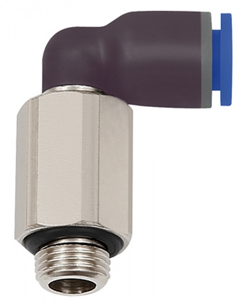 L-Steckverschraubung »Blaue Serie« lang, drehbar, G 3/8 a., Ø14mm