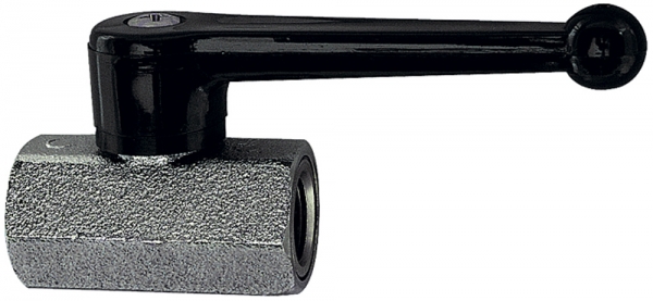 Mini-Kugelhahn, sandgestrahlt, MS vern., Handhebel, G 3/8 IG