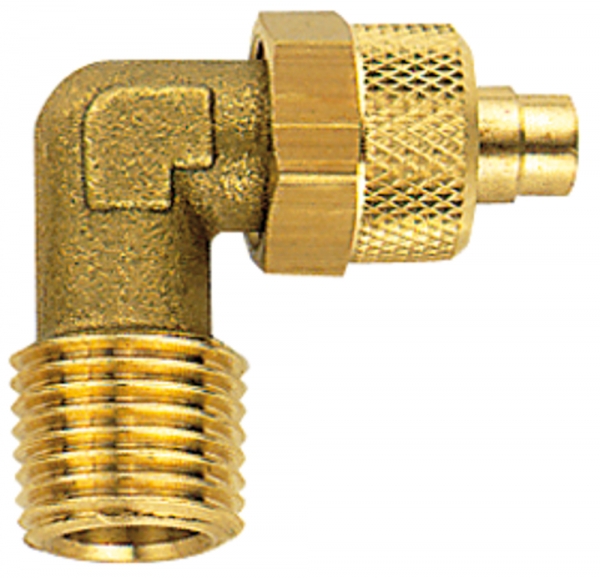 Winkel-Einschraubverschraubung, R 1/4 a., für Schlauch 6/4 mm, MS