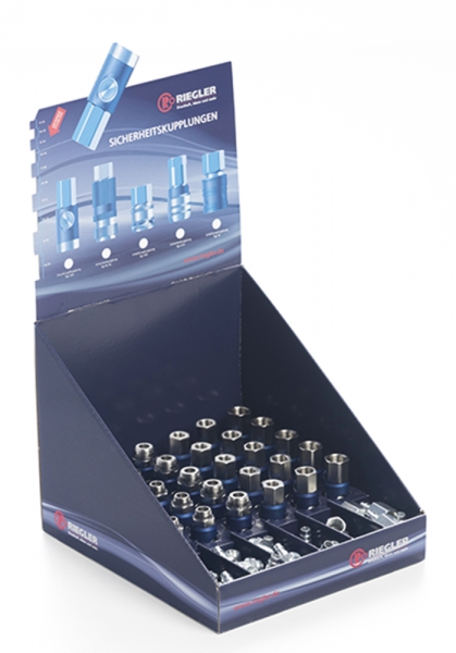 Thekendisplay mit 30 x Druckknopf-Sicherheitskupplungen NW 7,4