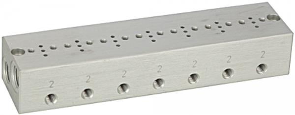 Reihengrundplatte 7-fach, M5 für Mini-Magnetventile 15 mm