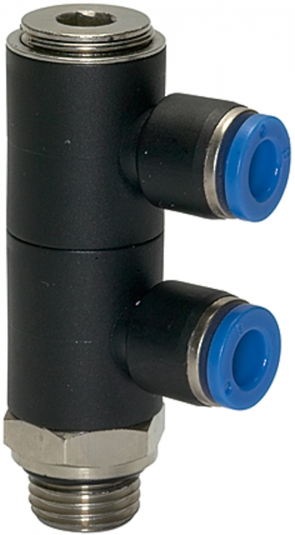 L-Mehrfachverteiler »Blaue Serie«, 2-fach drehbar, G 1/2 a. Ø10mm