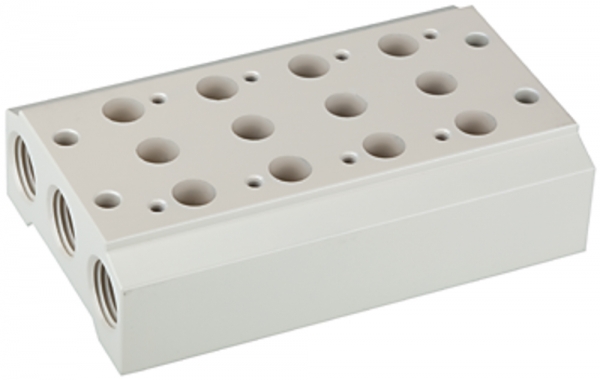 Mehrfach-Grundplatte für 5/2-5/3-Wegeventile, 2 Pos., M5, G 1/8