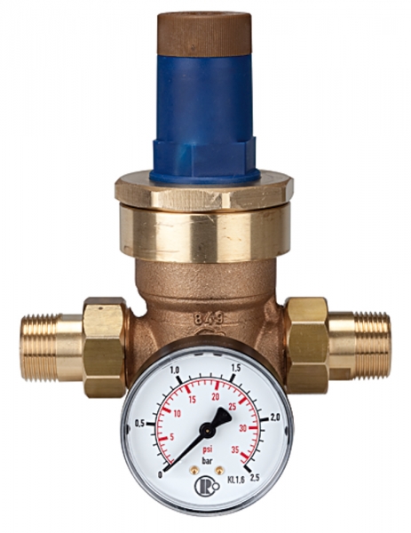 Druckregler für Wasser, inkl. Manometer, R 3/4, 0,2 - 2 bar