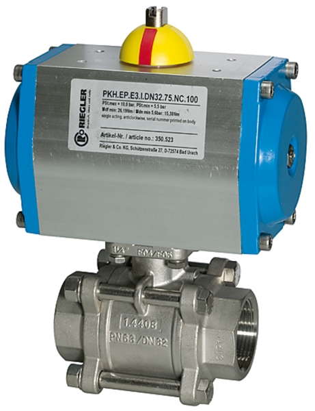 ES-Kuha, pneumat. Stellantrieb, doppeltwirkend, Rp 3, DN 80
