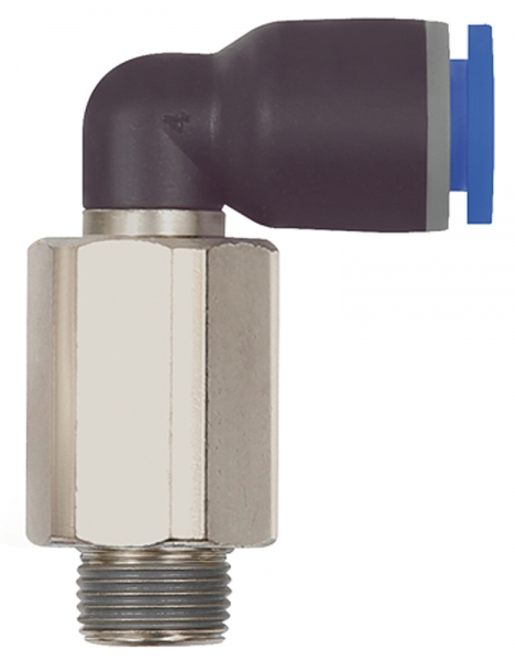 L-Steckverschraubung »Blaue Serie« lang, drehbar, R 1/8 a., Ø12mm
