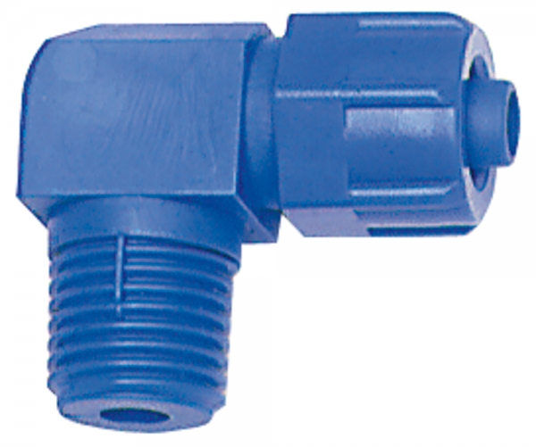 Winkel-Verschraubung, starr, R 1/4 a., für Schlauch 8/6 mm, POM