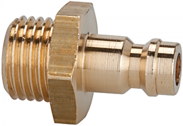 Nippel für Kupplungen NW 5, Messing blank, G 1/8 AG, SW 14