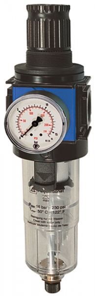 Filterregler »variobloc« mit PC-Behälter, BG 1, G 1/4, 0,5-10 bar