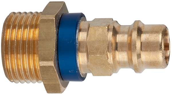 Unverwechselbarer Nippel NW 7,8, Messing blank, G 1/4 AG, blau