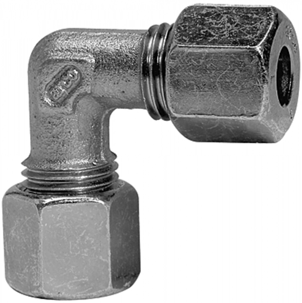 Winkel-Verschraubung, Rohr-Außen-Ø 6 mm, Stahl verzinkt