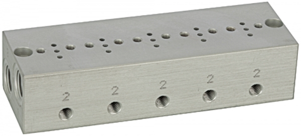 Reihengrundplatte 5-fach, M5 für Mini-Magnetventile 15 mm