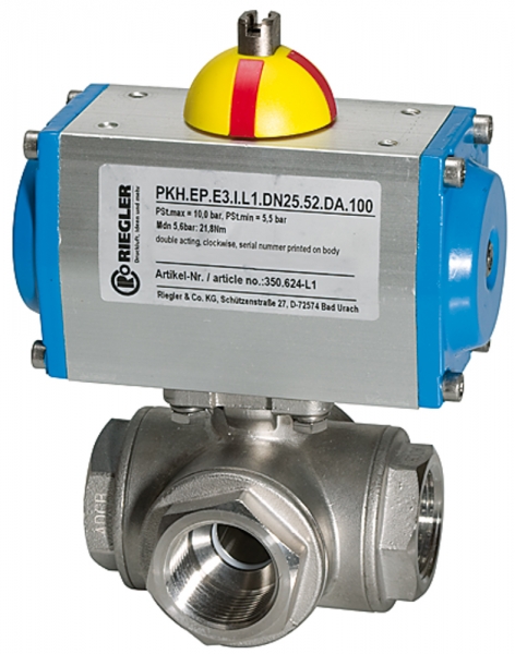 ES-Kuha, pneumat. Stellantrieb doppeltwirk., T-Bohrung T2, Rp11/2